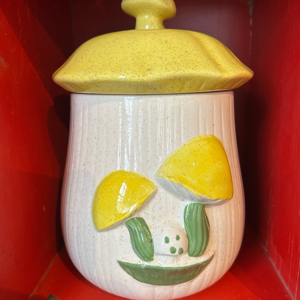 Fun and Functional Fungi Mid-Century Mushroom Kitchen Canister